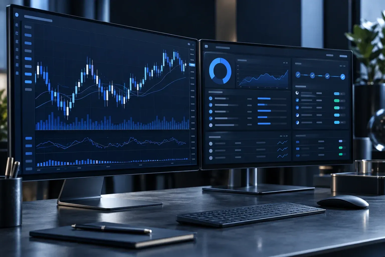 Illustrative connected trading and operational dashboards